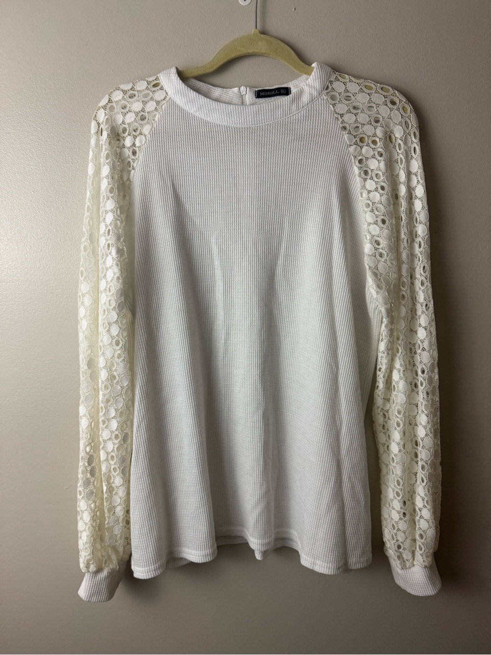 Miholl Long Sleeve Top With Crochet Sleeves XL Cottagecore Folk